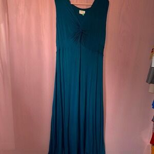Mauve Teal Blue Maxi Dress With a Beautiful Knot Detail